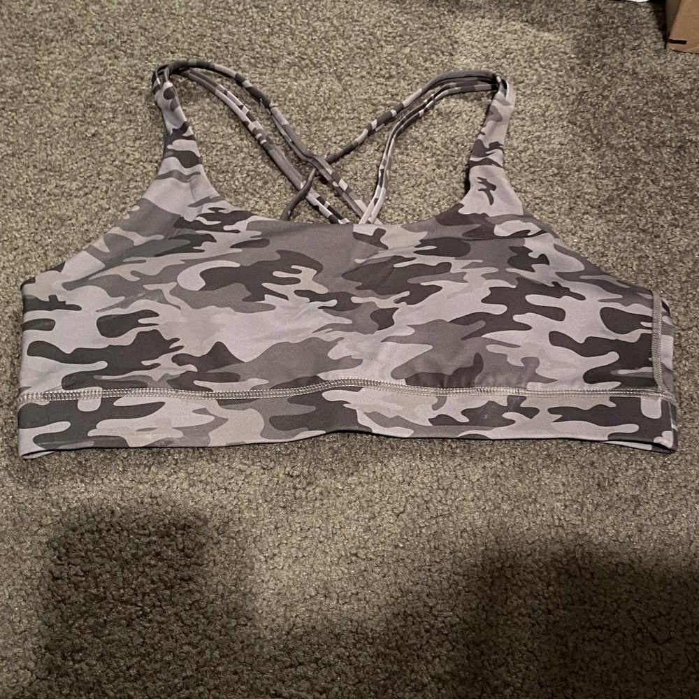 Sports bra - gray/black camo